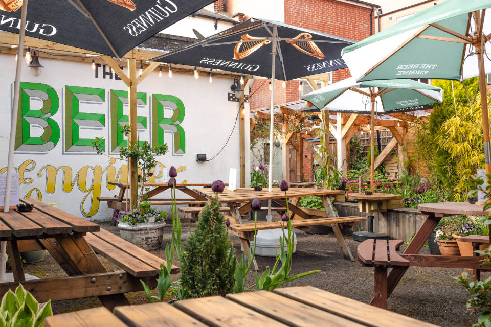 The beer garden at The Beer Engine.