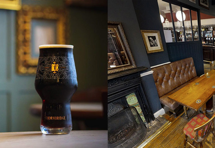 Two pictures of the interior of The Greystones pub.