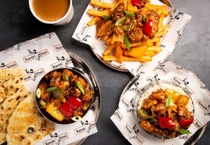 A table full of delicious Indian Street Food.