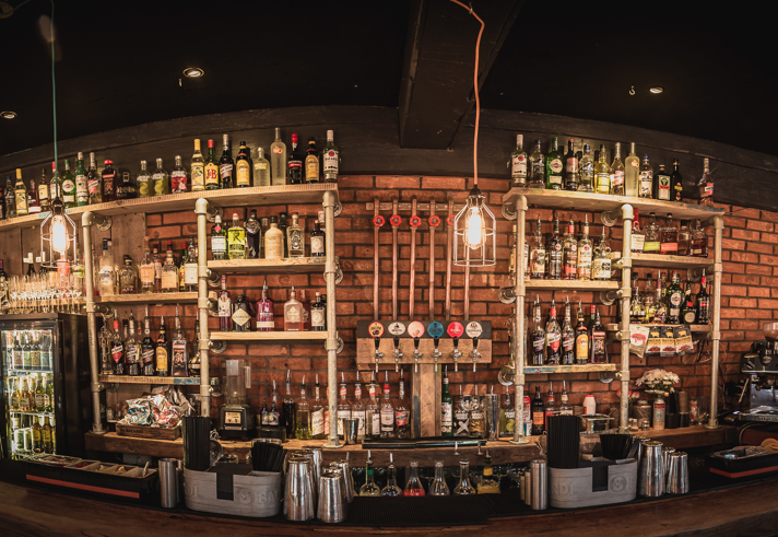 A well stocked bar at the Monk Bar.