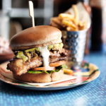Burger and chips at Turtle Bay.