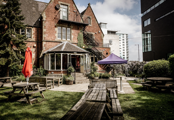 The beer garden at The University Arms.