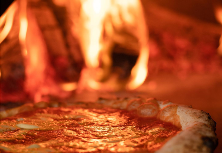 A wood fired pizza oven at Paesani 