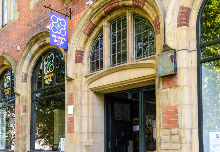 The entrance to The Gamers Guide Cafe.