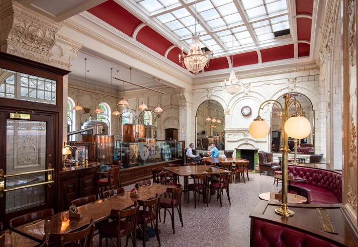 Inside The Sheffield Tap at the train station in Sheffield.